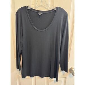 Talbots Large Black Knit Top Scoop Neck Stretch Preowned